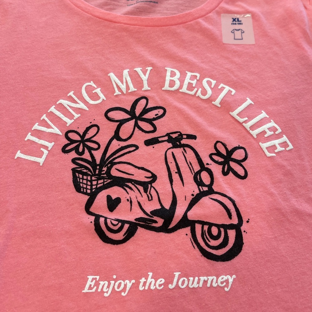 Old Navy Kids Pink Tee with Scooter Design